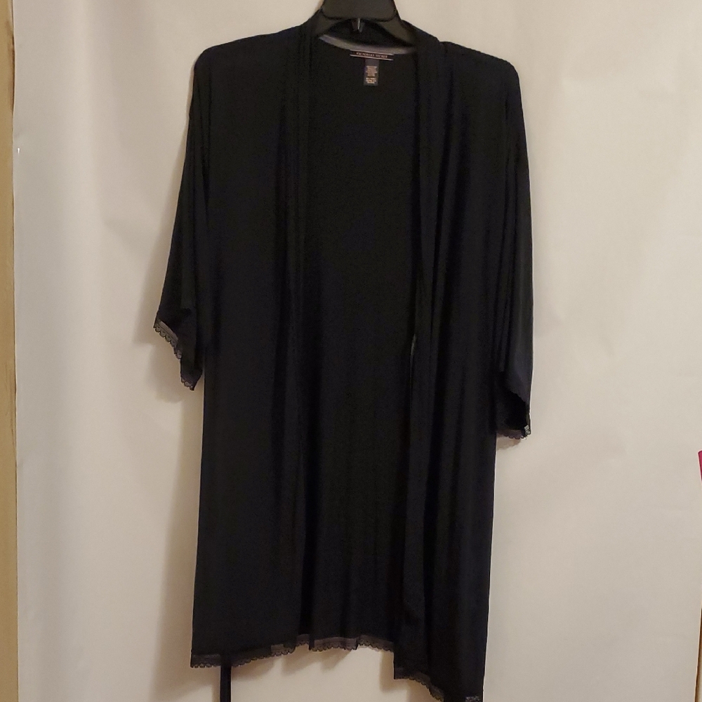 Victoria's Secret Black Lace-Trim Robe